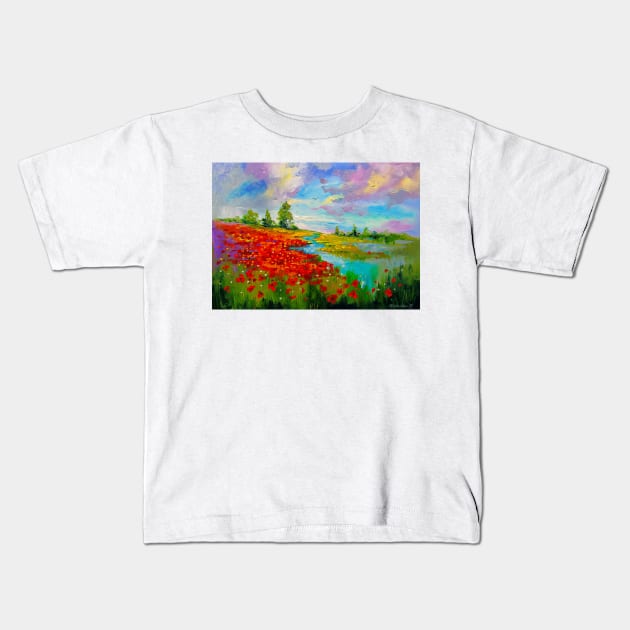 Flowers by the lake Kids T-Shirt by OLHADARCHUKART